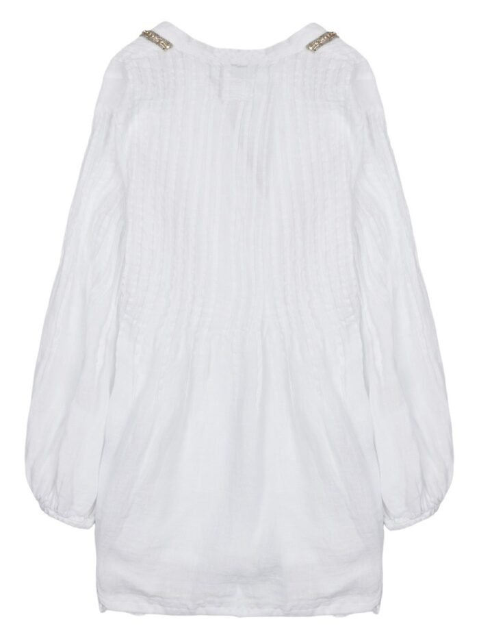 120% LINO BLUSA IN LINO CON STRASS