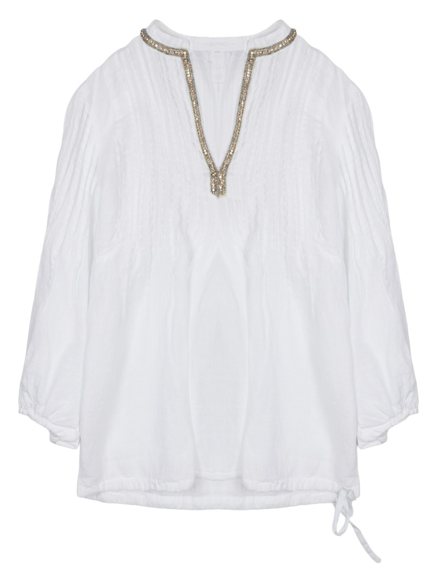 120% LINO BLUSA IN LINO CON STRASS