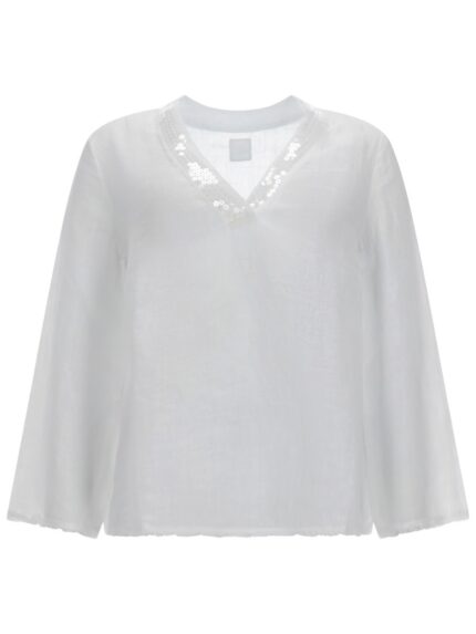 120% LINO CAMICIA CON SCOLLO A V