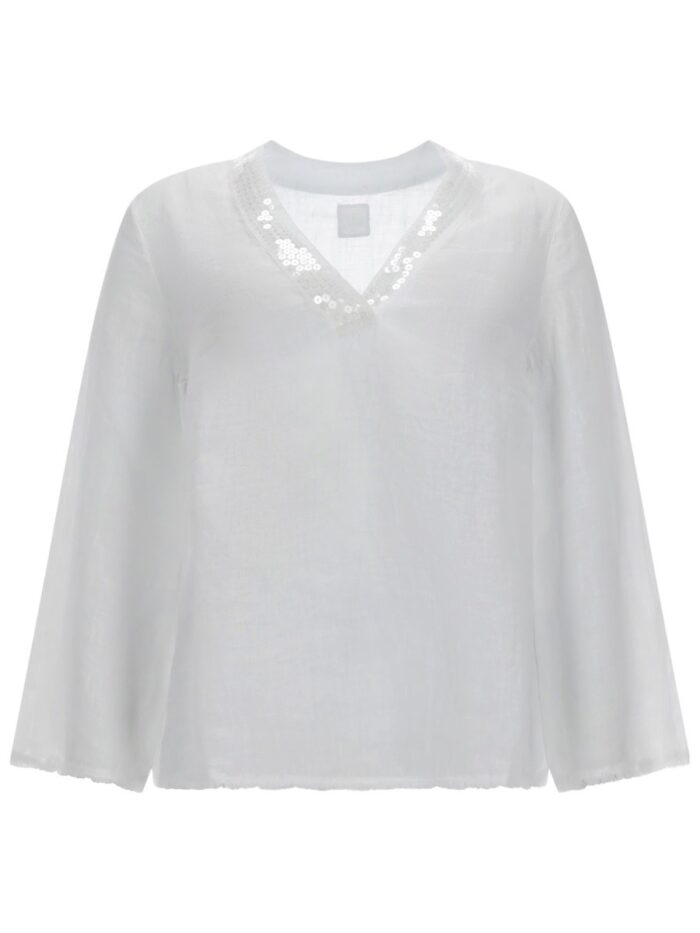 120% LINO CAMICIA CON SCOLLO A V