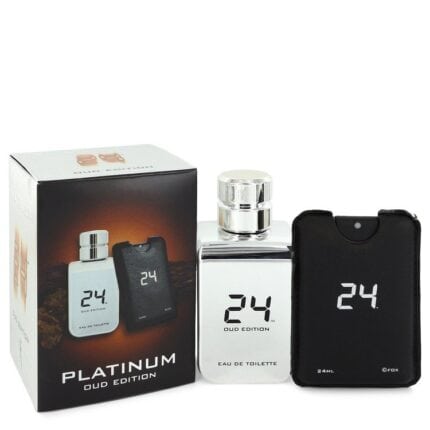 24 Platinum Oud Edition By ScentStory - Eau De Toilette Concentree Spray + 0.8 Oz {Pocket Spray (Unisex) 3.4 Oz 3.4 Oz Eau De Toilette Concentree Spray + 0.8 Oz Pocket Spray (Unisex)