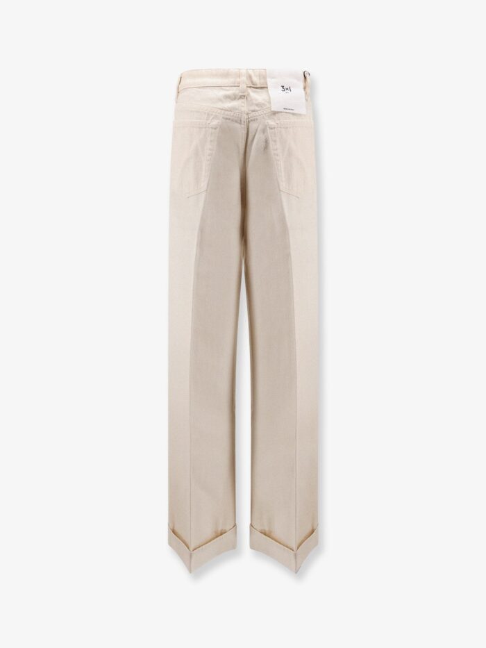 3X1 Flip Cuffed Cream Denim Trousers