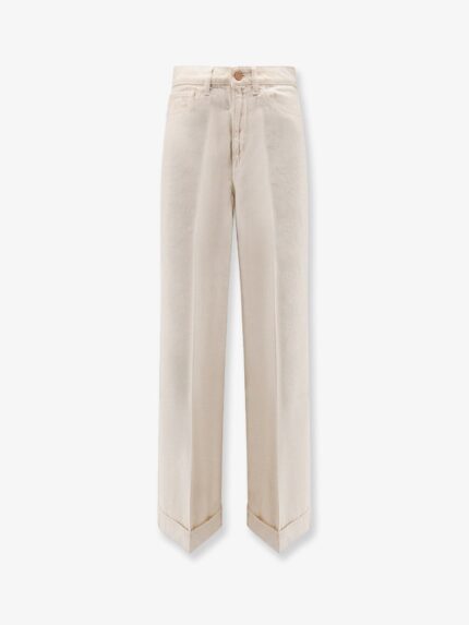 3X1 Flip Cuffed Cream Denim Trousers