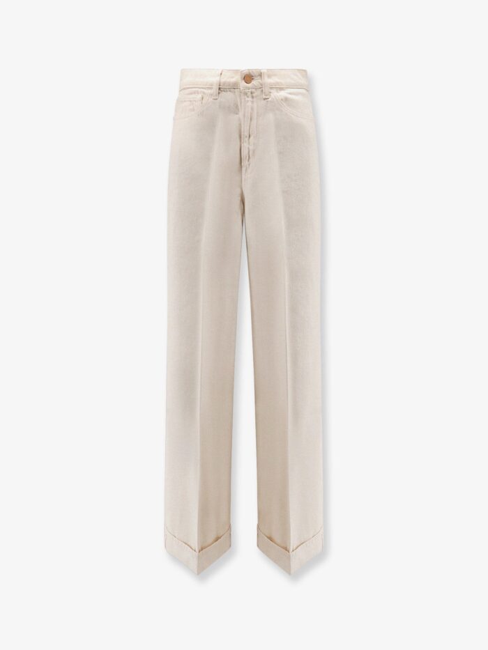 3X1 Flip Cuffed Cream Denim Trousers