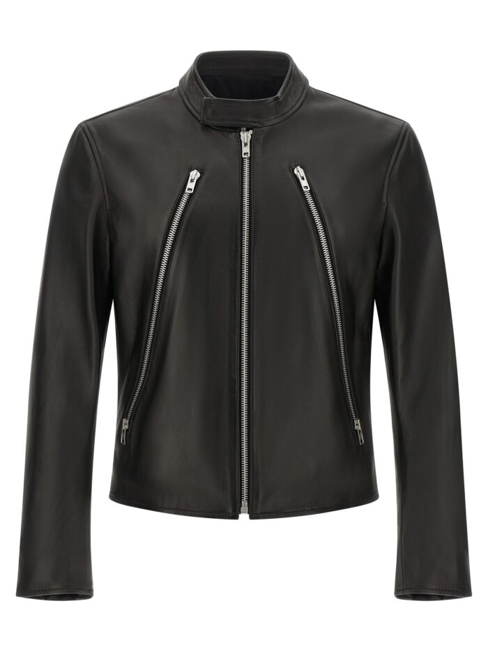 maison margiela '5 zip' leather jacket Maison Margiela '5-zip' Leather Jacket