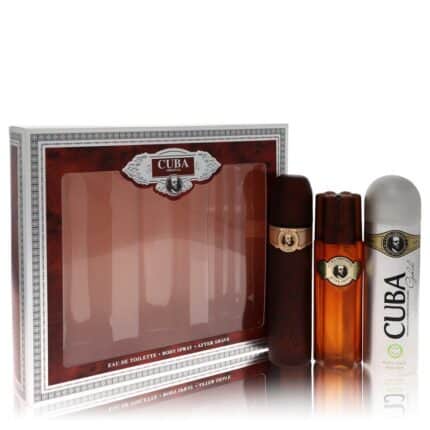 Cuba Gold By Fragluxe - Gift Set -- 3.3 Oz Eau De Toilette Spray + 3.3 Oz After Shave Spray + 6.7 Oz Body Deodorant Spray