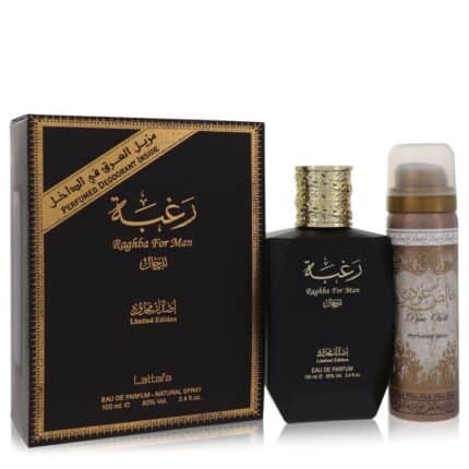 Lattafa Raghba Man By Lattafa - Eau De Parfum Spray Plus 1.7 Oz Deodorant Spray 3.4 Oz