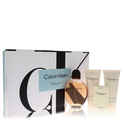 Obsession By Calvin Klein - Gift Set -- 4.2 Oz Eau De Toilette Spray + .67 Oz Mini EDT Spray + 3.4 Oz After Shave Balm + 3.4 Oz Body Wash