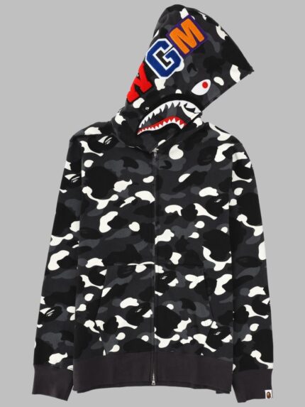 A BATHING APE FELPA "SHARK" CON ZIP E CAPPUCCIO