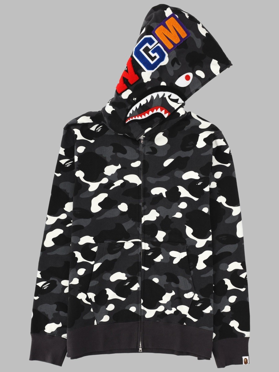 A BATHING APE FELPA "SHARK" CON ZIP E CAPPUCCIO