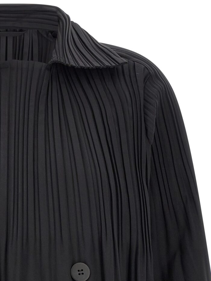 PLEATS PLEASE ISSEY MIYAKE A-line Black 'Smooth Coat' Coat