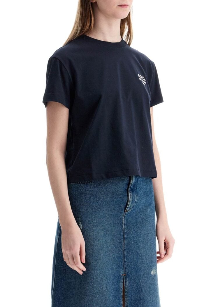 A.P.C. Cropped T-shirt In Dark Blue Organic Cotton