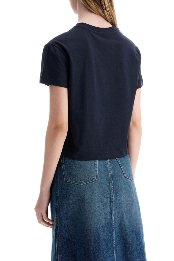 A.P.C. Cropped T-shirt In Dark Blue Organic Cotton