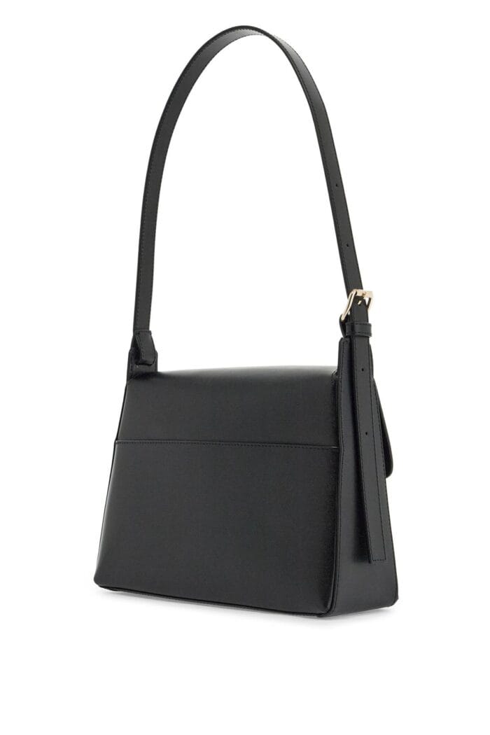 A.P.C. Minimalist Black Leather Women's Bag With Shoulder Strap And Flap Closure