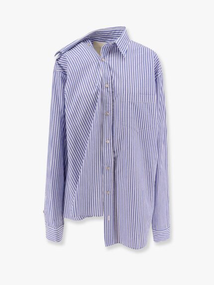 A PAPER KID Cotton Shirt With Striped Motif