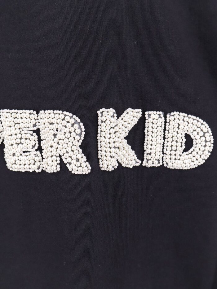 A PAPER KID Cotton T-shirt With Beads Logo Patch