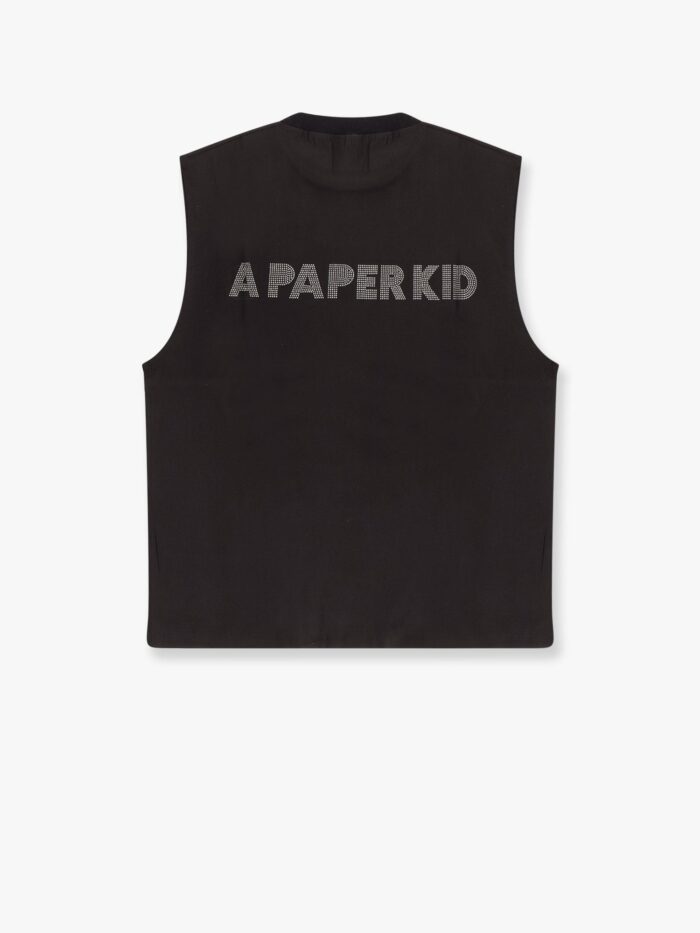 A PAPER KID Modal Top With Rhinestone Logo Patch On The Back