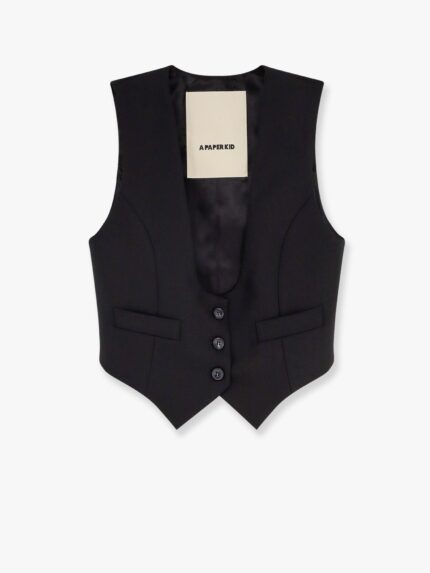 A PAPER KID Stretch Wool Vest