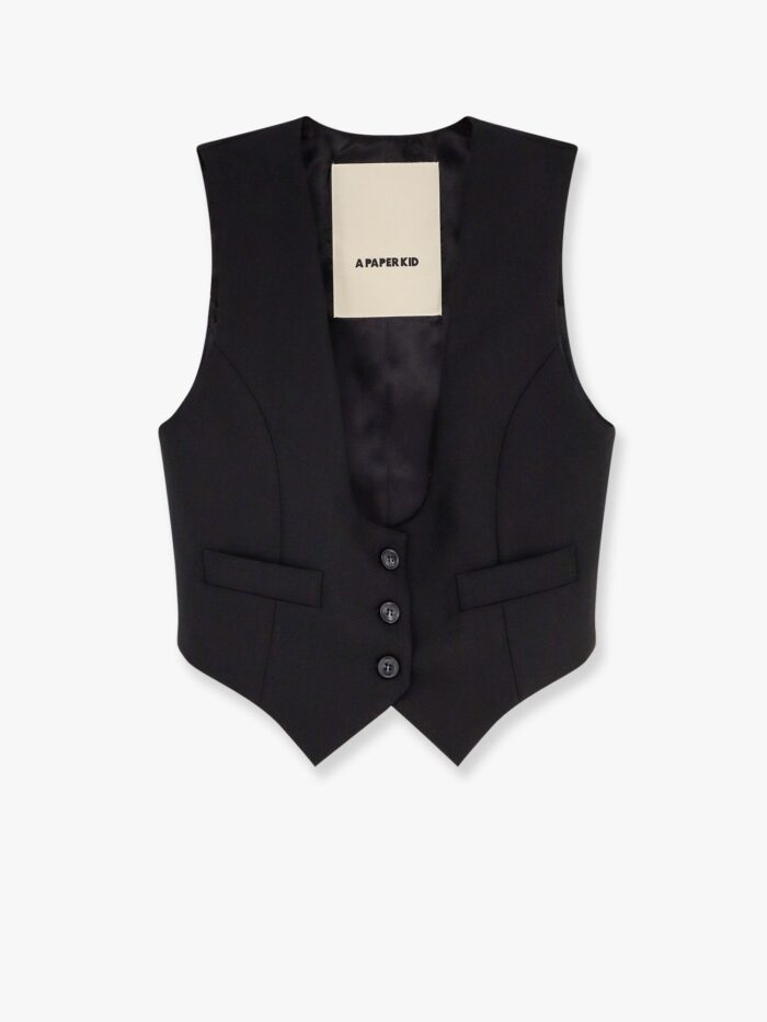 A PAPER KID Stretch Wool Vest
