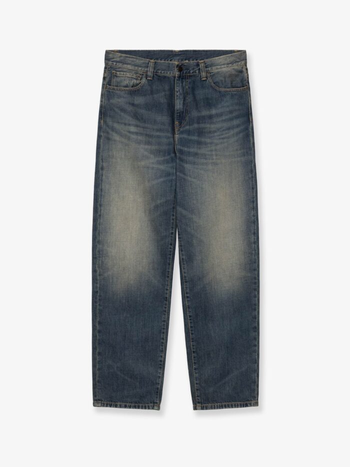 Carhartt Wip Aaron Pant Blue Denim Jeans With Washed Out Effect