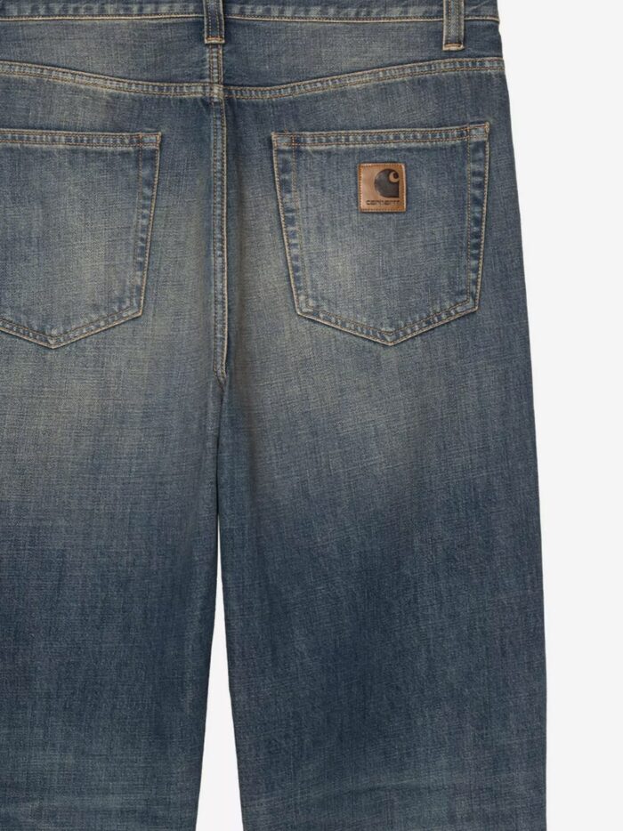 Carhartt Wip Aaron Pant Blue Denim Jeans With Washed Out Effect
