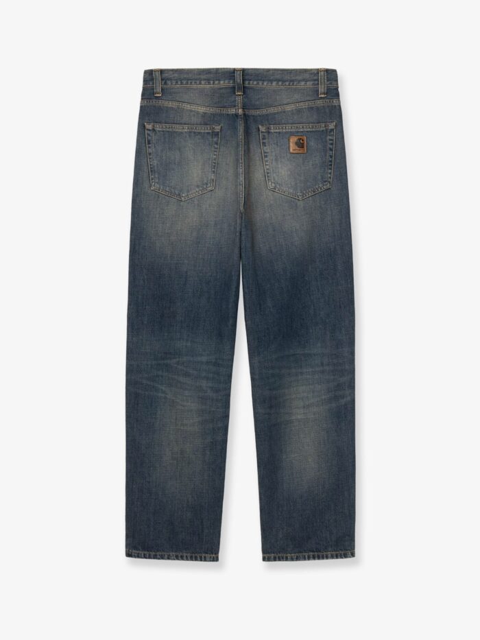 Carhartt Wip Aaron Pant Blue Denim Jeans With Washed Out Effect
