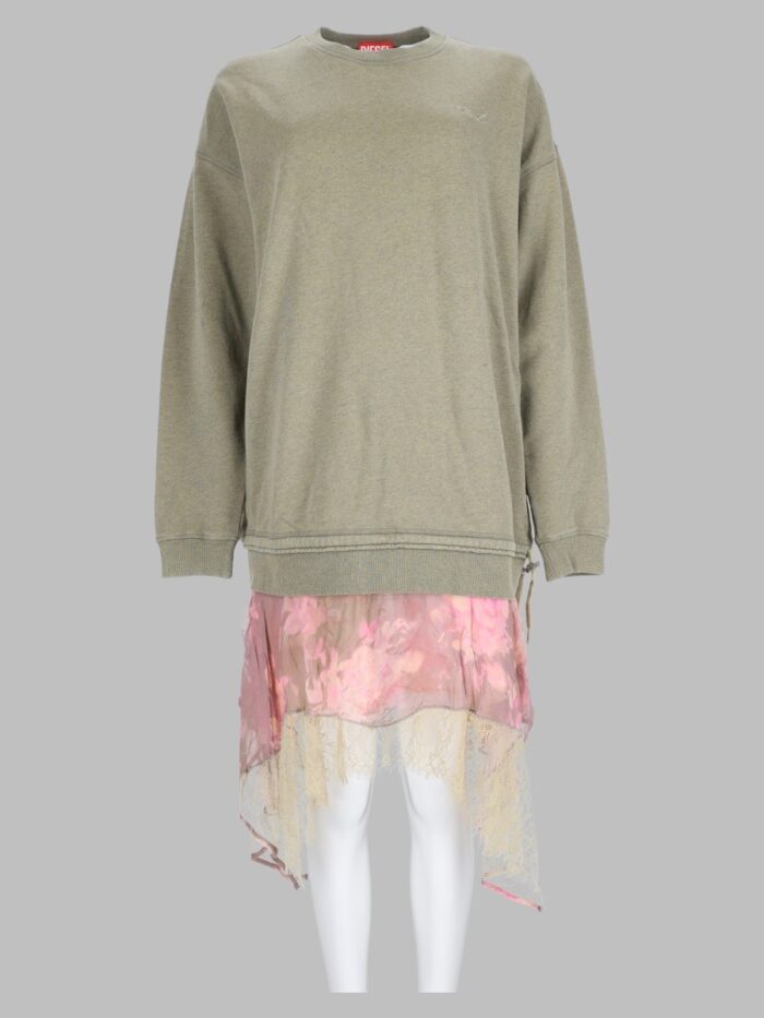 diesel abito in felpa con gonna in chiffon e pizzo Diesel Abito In Felpa Con Gonna In Chiffon E Pizzo