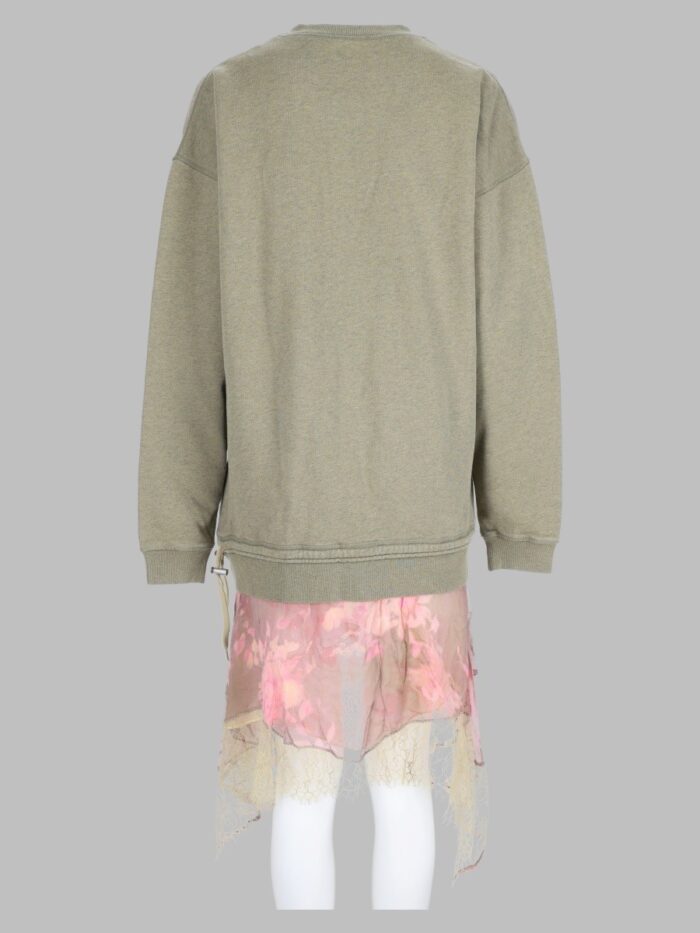 Diesel Abito In Felpa Con Gonna In Chiffon E Pizzo