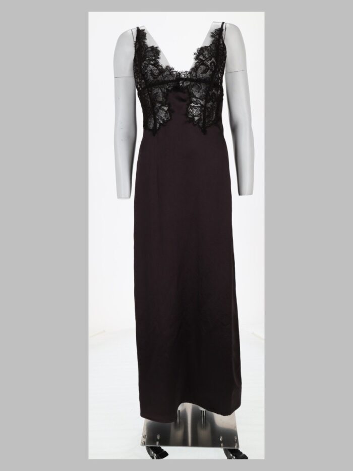 alysi abito in satin con inserto in pizzo ALYSI Abito In Satin Con Inserto In Pizzo