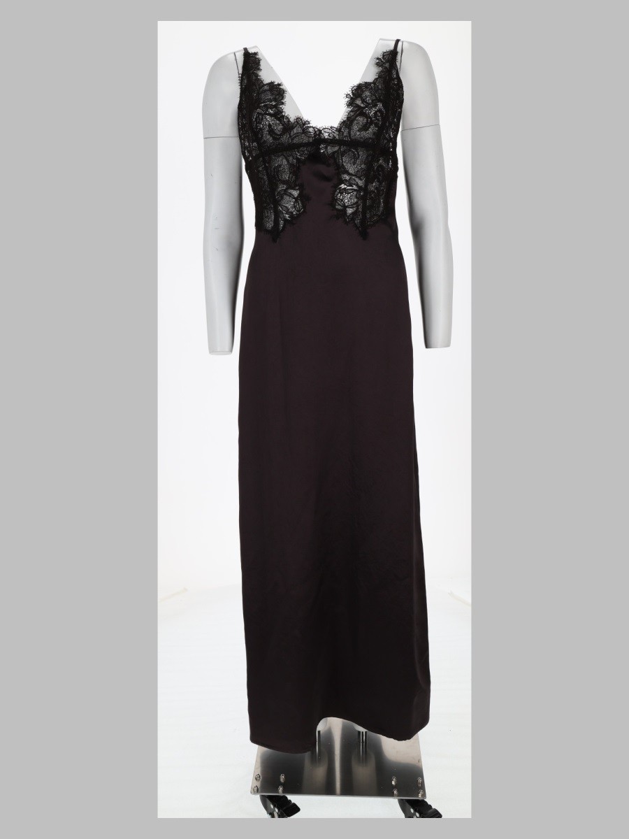 ALYSI Abito In Satin Con Inserto In Pizzo