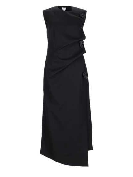 Bottega Veneta ABITO MIDI CON DETTAGLI "KNOT" IN PELLE