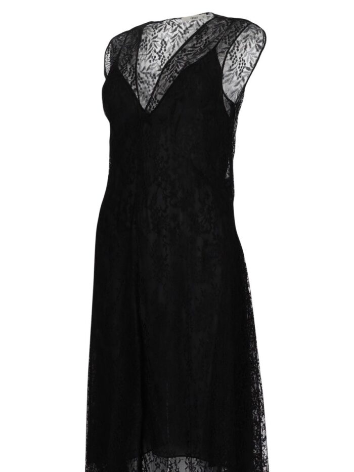 Fendi Abito Midi In Pizzo Flowers E Bacche