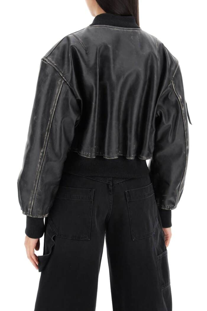 ACNE STUDIOS Aged Leather Bomber Jacket With Distressed Treatment