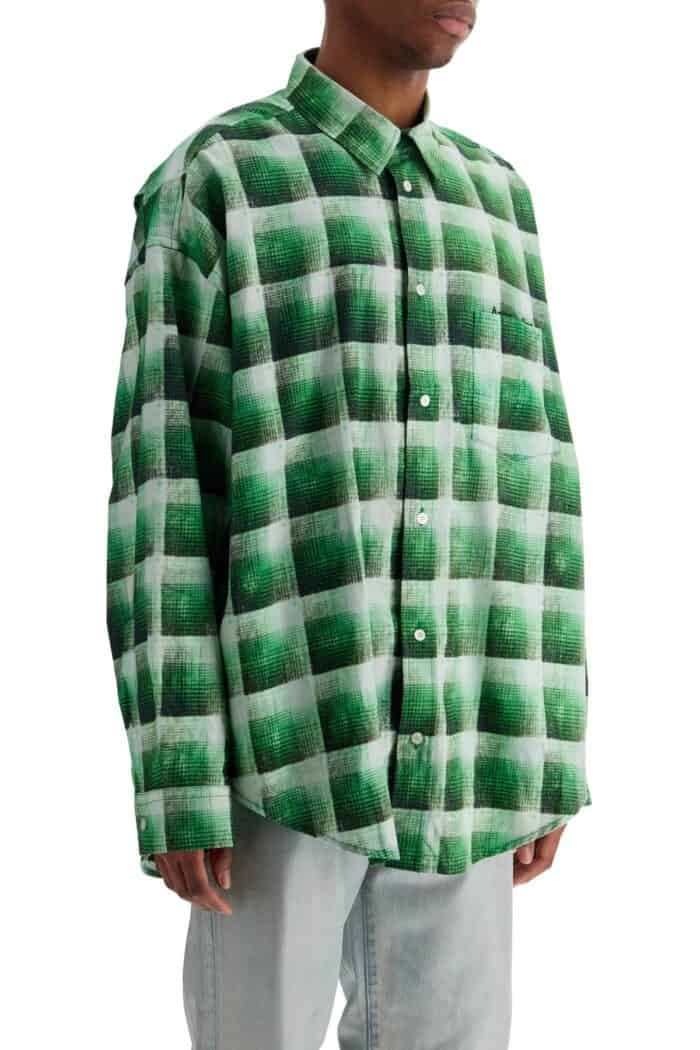 ACNE STUDIOS Green Checkered Cotton Flannel Shirt