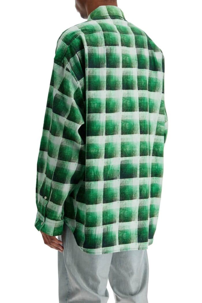 ACNE STUDIOS Green Checkered Cotton Flannel Shirt