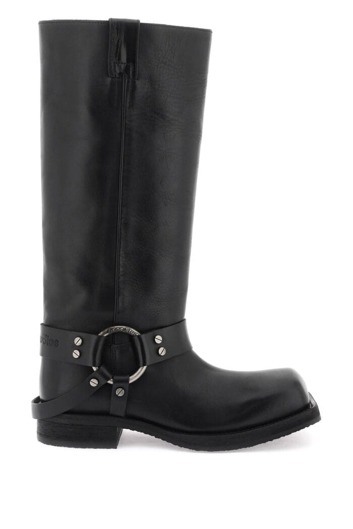 ACNE STUDIOS Leather Biker Boots In