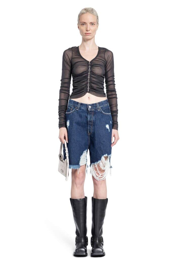 ACNE STUDIOS Ruched Mesh Top