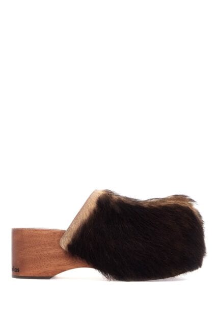 ACNE STUDIOS Wooden Clogs In Pony Hair