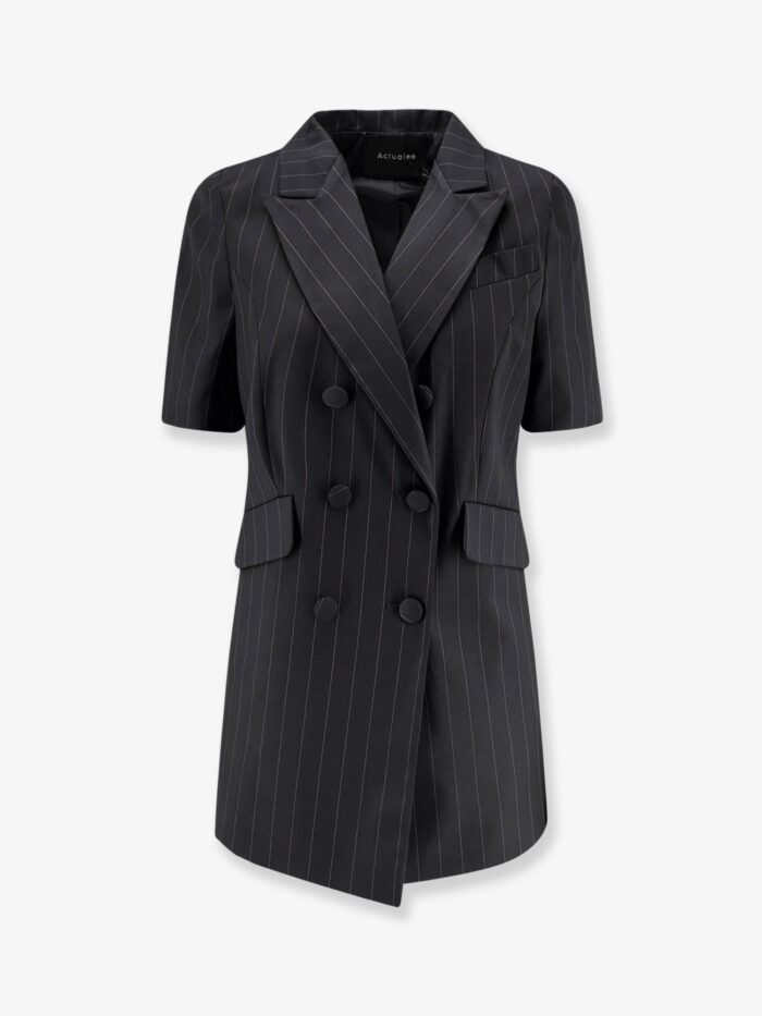 Actualee Double-breasted Pinstriped Blazer