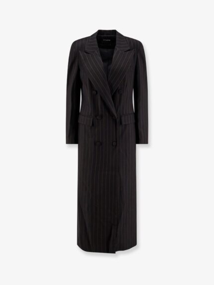Actualee Double-breasted Pinstriped Coat