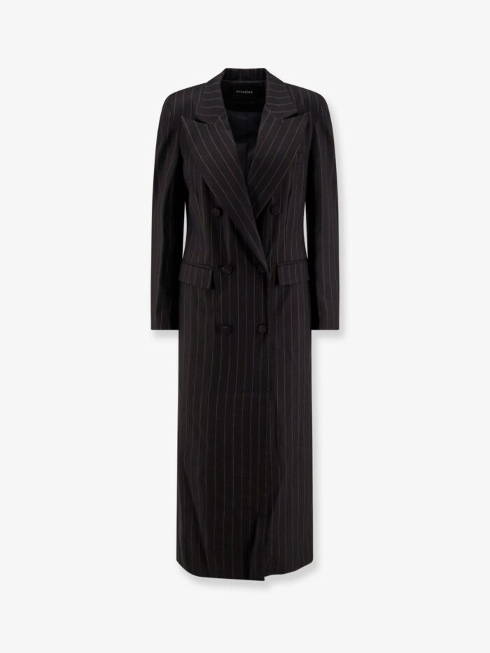 Actualee Double-breasted Pinstriped Coat