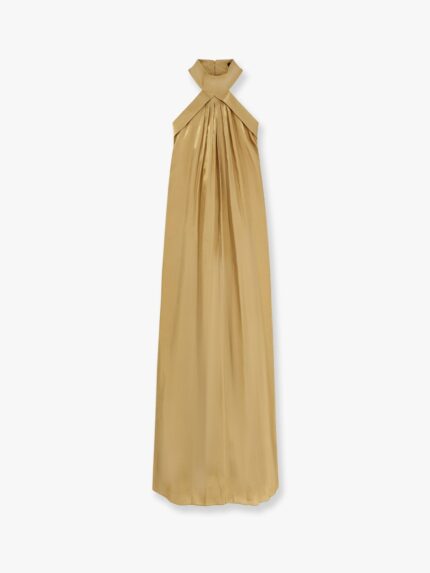 Actualee Flared Satin Long Dress