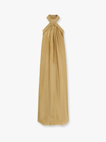 Actualee Flared Satin Long Dress