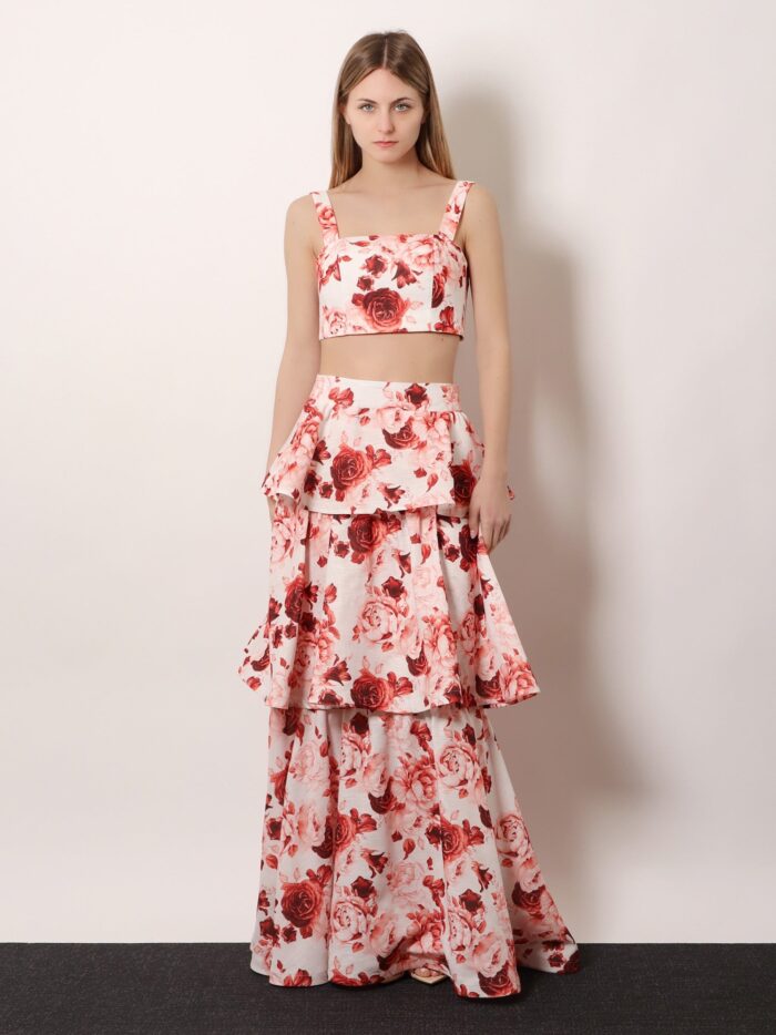 Actualee Flounced Long Skirt