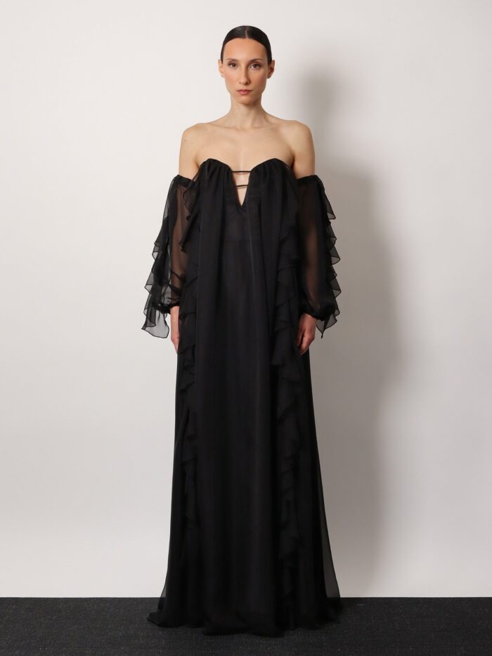 Actualee Long Dress With Bustier And Rouches