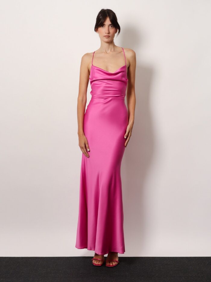 Actualee Satin Long Dress