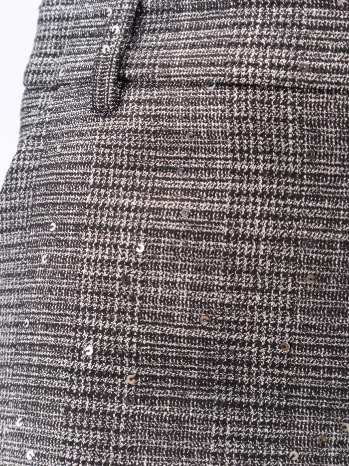 Actualee Tartan Midi Skirt With Lurex And Sequin Trim