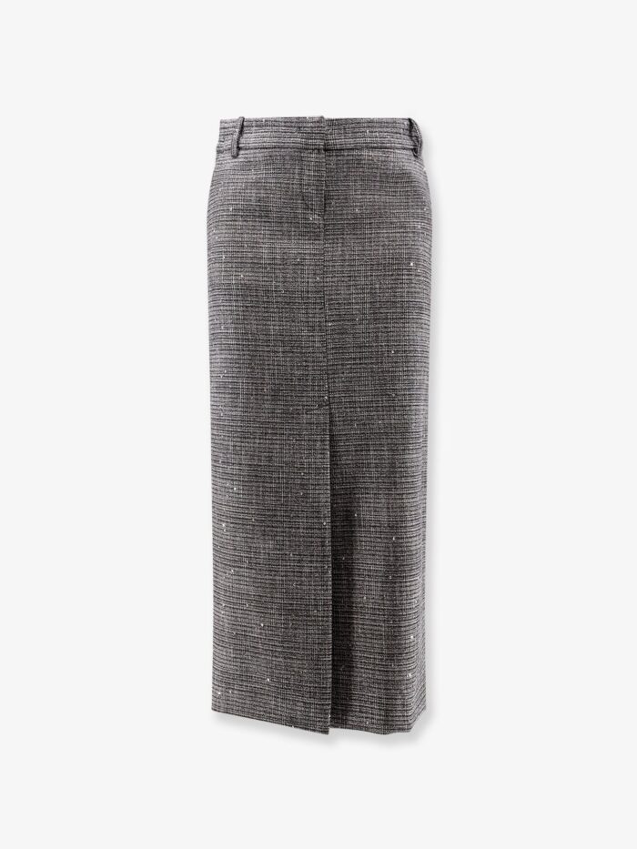 Actualee Tartan Midi Skirt With Lurex And Sequin Trim