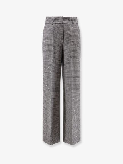 Actualee Tartan Trousers With Lurex And Sequin Trim