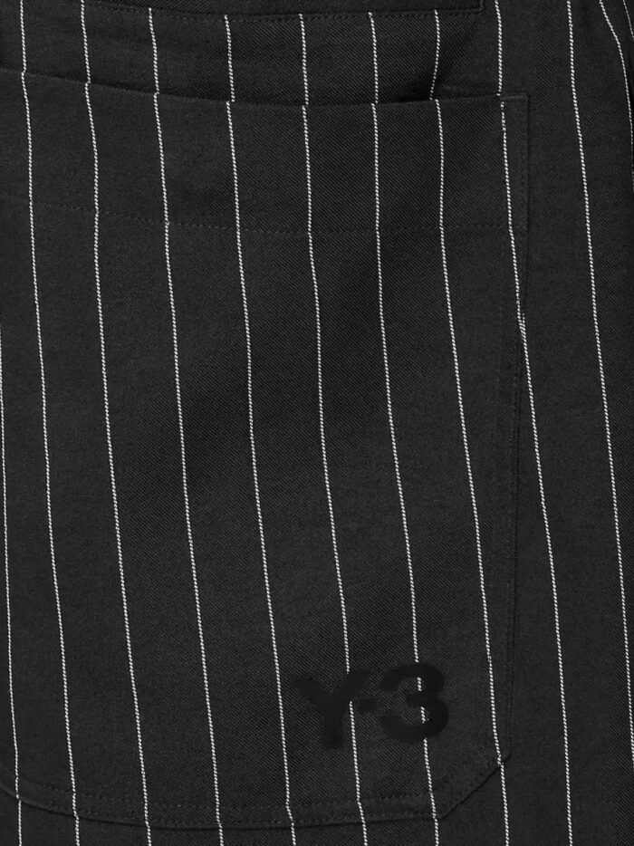 ADIDAS Y-3 Pinstriped Fabric Bermuda Shorts